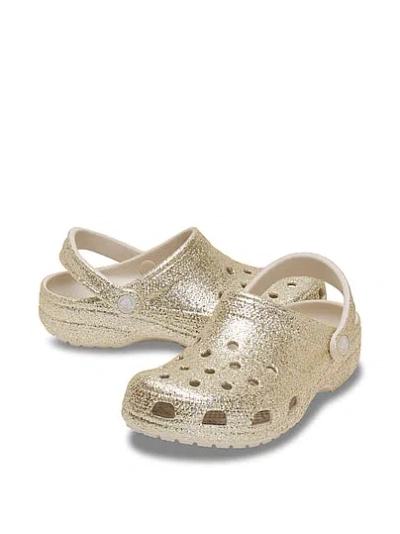 Pink Crocs Classic Glitter Clogs In Metallic