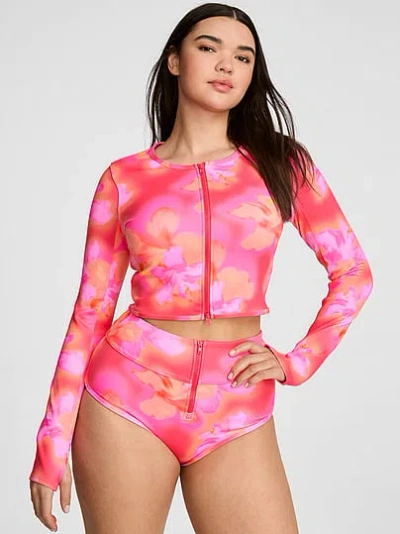 Pink Cropped Scuba Jacket In