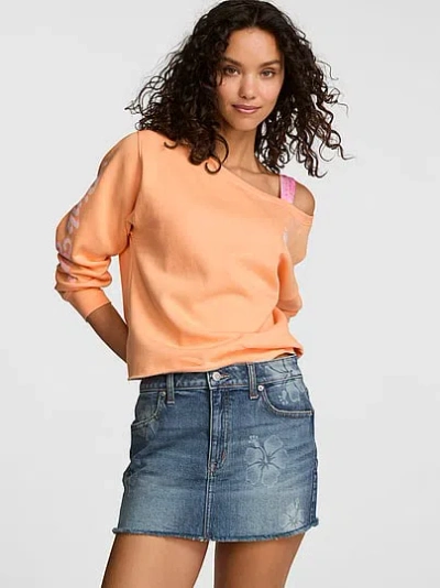Pink Denim Mini Jean Skirt In Blue