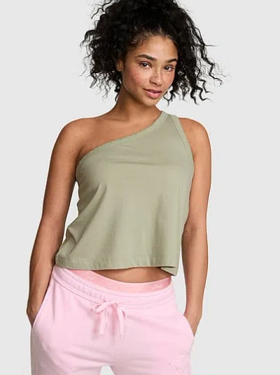 Pink Dream Jersey One-shoulder Tank Top In Green