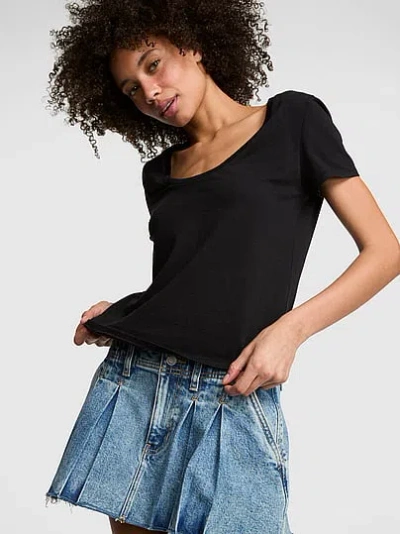 Pink Dream Jersey Scoop Tee In Black