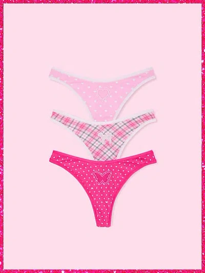 Pink | Elle 3-pack Cotton Thong Panties In