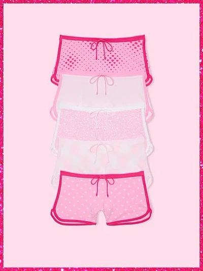 Pink | Elle 5-pack Cotton Dorm Boyshort Panties In Animal Print