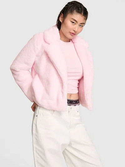 Pink Faux-fur Cropped Jacket In