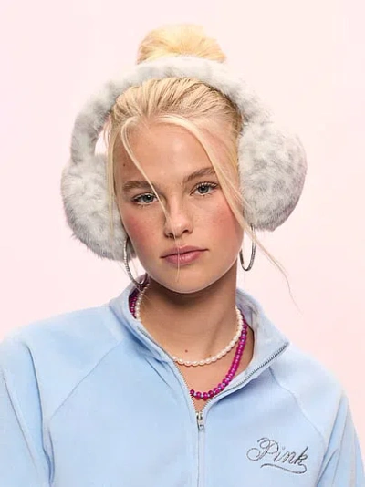 Pink Faux-fur Earmuffs In Gray