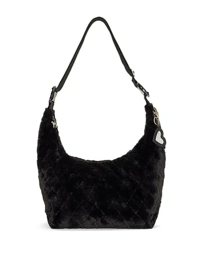 Pink Faux-fur Hobo Bag In Black