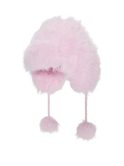 Pink Faux-fur Trapper Hat In Pattern