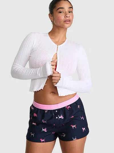 Pink Favorite Flannel Boxy Pajama Shorts In Print