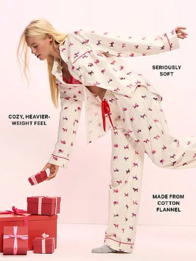 Pink Favorite Flannel Boxy Pajama Shorts In White