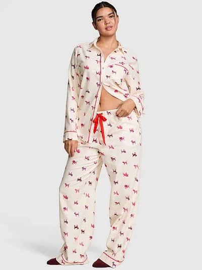 Pink Favorite Flannel Long Pajama Set In Print