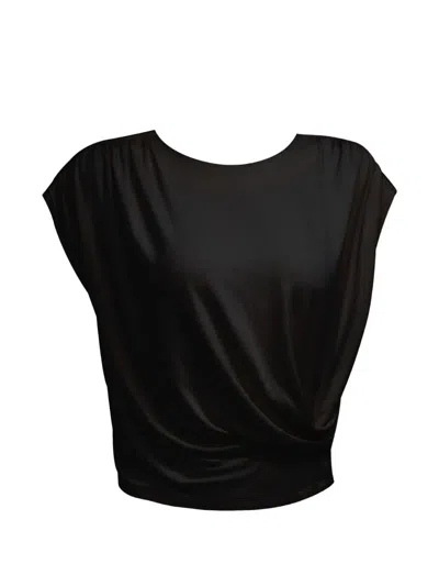 Pink Filosofy Matthiola Draped T-shirt In Black
