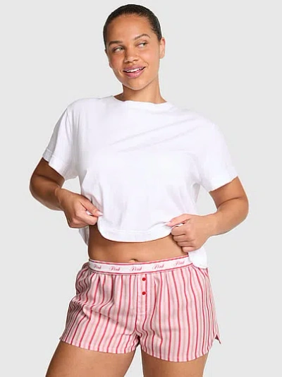 Pink Flannel Boxy Pajama Shorts In
