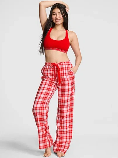 Pink Flannel Pajama Pants In Red