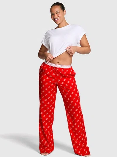 Pink Flannel Sleep Pants In Red