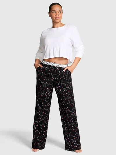 Pink Flannel Sleep Pants In Black