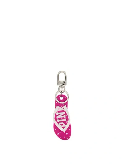 Pink Flip Flop Keychain Charm In Animal Print