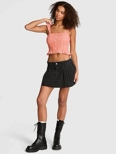 Pink Flirty Fit Smocked Tank Top In