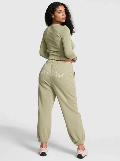 Pink Foldover Capri In Green
