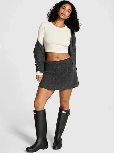 Pink Foldover Sweater Skort In Gray