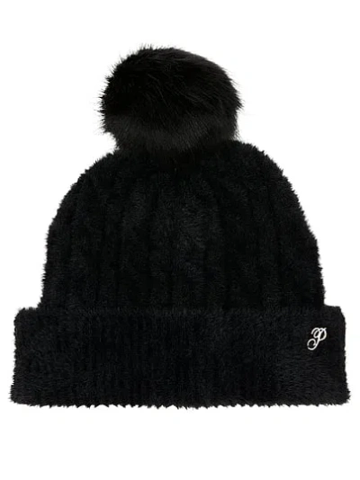 Pink Fuzzy Feels Beanie In Black
