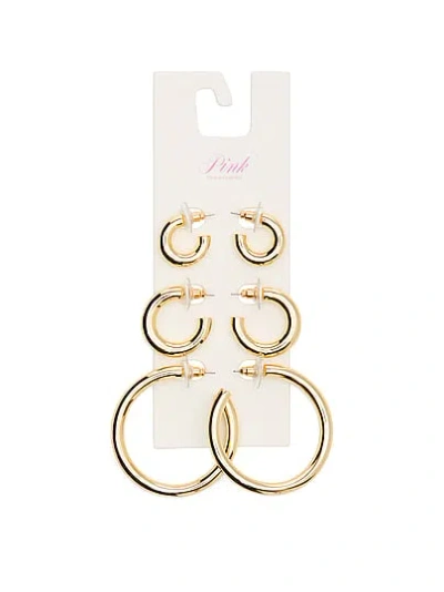 Pink Gold 3-pack Chunky Hoop Earring Set