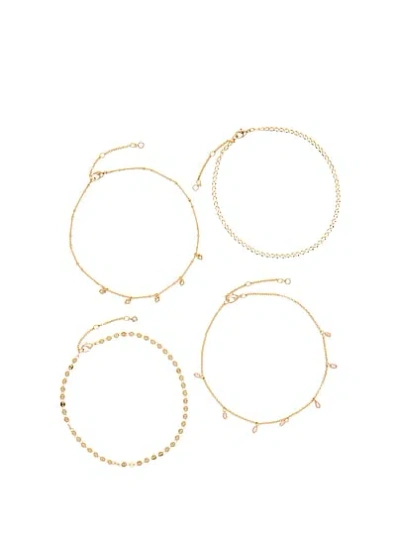 Pink Gold Layered Dainty Choker Necklace Set