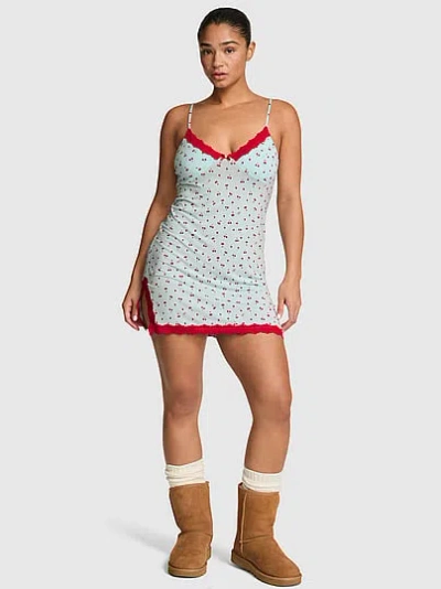 Pink Grw ™ Modal Lace-trim Slip Dress In Print
