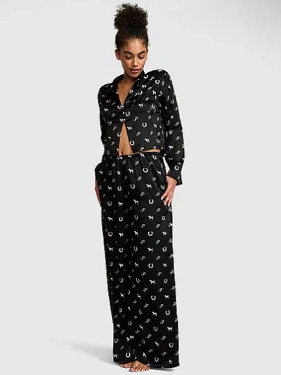 Pink Grw ™ Satin Flyaway Long-sleeve & Pants Pajama Set In Animal Print
