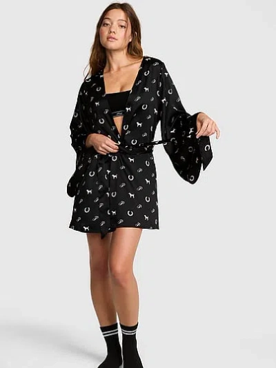 Pink Grw ™ Satin Robe In Animal Print