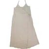 Pink Haley Anita Linen Wrap Front Midi Dress In Gray