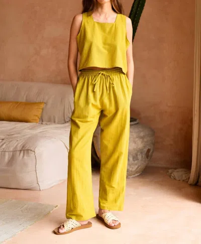 Pink Haley Capri Square Crop Top In Yellow