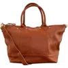 Pink Haley Ellie Handmade Leather Tote In Brown
