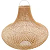 Pink Haley Freya Bell Shape Rattan Pendant Light Fitting In Brown
