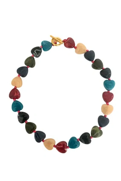 Pink Haley Heart Choker Necklace In Multi