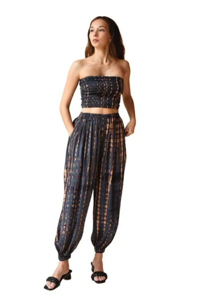 Pink Haley Jane Balloon Pants With Matching Tube Top Set In Blue
