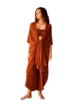 Pink Haley Kaia Flowy Kimono Wrap Duster In Orange