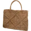 Pink Haley Kylie Crochet Premium Raffia Tote In Brown