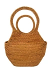 Pink Haley Lora Rattan Beach Tote In Brown