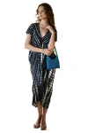 Pink Haley Madella Hand Dyed Kaftan Dress In Black