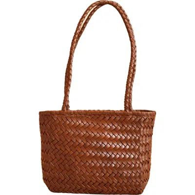Pink Haley Maria Artisan Handwoven Leather Mini Tote In Brown