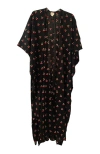 Pink Haley Nostalgic Cherry-print Travel Kimono Duster In Black