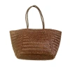 Pink Haley Phoebe Handwoven Leather Tote In Brown