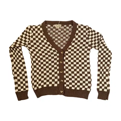 Pink Haley Women's Annie Checked Knit Cardigan In Brown