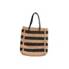 Pink Haley Women's Black Alina All Over Striped Premium Raffia Tote In Black