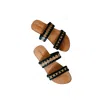 Pink Haley Women's Black Milani Cane And Leather Slide Sandals In Black