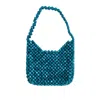Pink Haley Women's Blue Aurora Beaded Clutch In Marble Turquoise In Blue