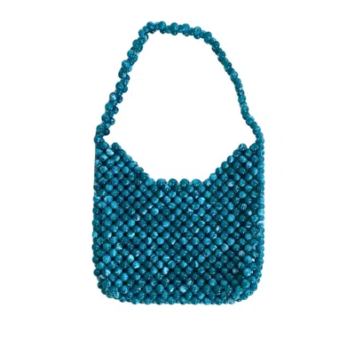 Pink Haley Women's Blue Aurora Beaded Clutch In Marble Turquoise