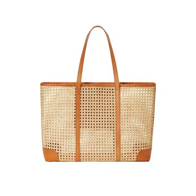 Pink Haley Women's Brown Mia Woven & Leather Tote – Large