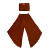Pink Haley Women's Brown Winona Smocked Tube Top & Asymmetrical Pants Set In Terracotta In Brown