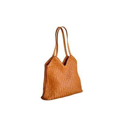 Pink Haley Women's Carmen Handwoven Leather Tote In Brown